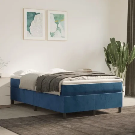 Box spring bed with dark blue velvet mattress 120x200 cm by vidaXL, Beds and slatted bases - Ref: Foro24-3144673, Price: 370,...