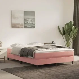 Box spring bed with pink velvet mattress 140x190 cm by vidaXL, Beds and slatted bases - Ref: Foro24-3144332, Price: 396,61 €,...