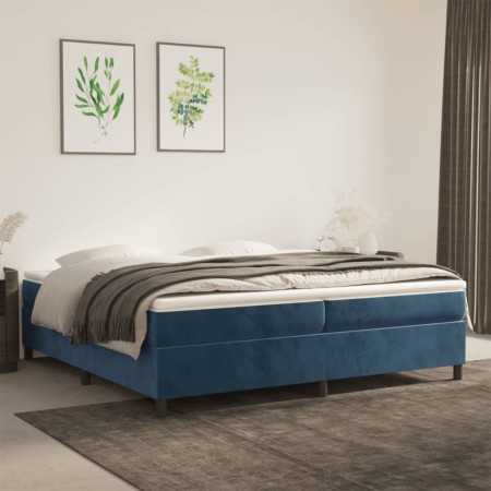 Box spring bed with dark blue velvet mattress 200x200 cm by vidaXL, Beds and slatted bases - Ref: Foro24-3144703, Price: 547,...