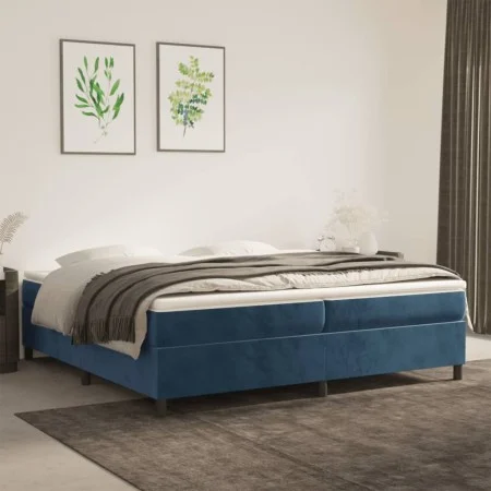 Box spring bed with dark blue velvet mattress 200x200 cm by vidaXL, Beds and slatted bases - Ref: Foro24-3144703, Price: 535,...