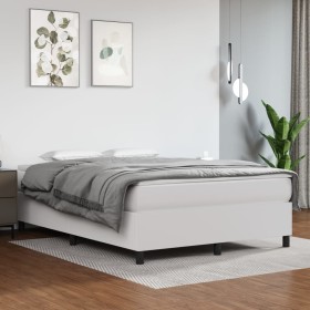 Cama box spring con colchón cuero sintético blanco 140x200cm