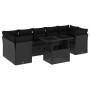 Set de sofás de jardín 8 piezas y cojines ratán sintético negro