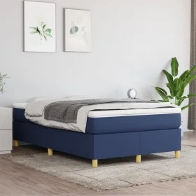 Box spring bed with blue fabric mattress 120x200 cm by vidaXL, Beds and slatted bases - Ref: Foro24-3144512, Price: 365,46 €,...