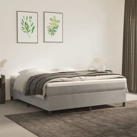 Box spring bed with light gray velvet mattress 180x200 cm by vidaXL, Beds and slatted bases - Ref: Foro24-3144693, Price: 462...