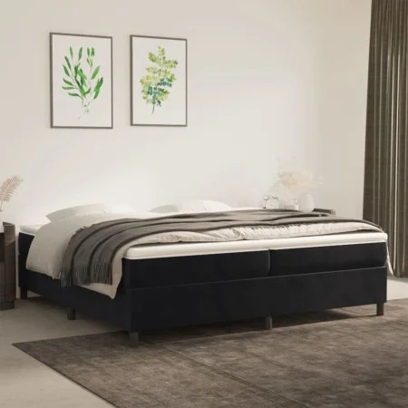 Box spring bed with black velvet mattress 200x200 cm by vidaXL, Beds and slatted bases - Ref: Foro24-3144701, Price: 527,54 €...