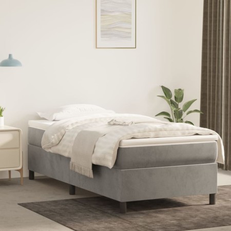 Boxspringbett mit hellgrauer Samtmatratze 90x190 cm von vidaXL, Betten und Lattenroste - Ref: Foro24-3144651, Preis: 252,47 €...