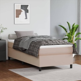 Cama box spring con colchón cuero sintético capuchino 90x200 cm