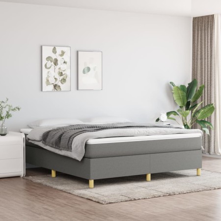 Cama box spring con colchón tela gris oscuro 160x200 cm de vidaXL, Camas y somieres - Ref: Foro24-3144531, Precio: 452,27 €, ...