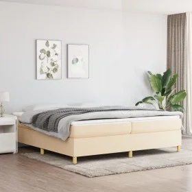 Box spring bed with cream fabric mattress 200x200 cm by vidaXL, Beds and slatted bases - Ref: Foro24-3144551, Price: 509,68 €...