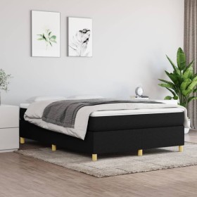 Cama box spring con colchón tela negro 140x190 cm