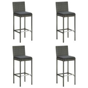 Hohe Gartenhocker, Kissen, 4 Stück, graues synthetisches Rattan von vidaXL, Gartenstühle - Ref: Foro24-313438, Preis: 305,37 ...