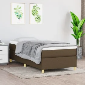 Box spring bed with dark brown fabric mattress 100x200 cm by vidaXL, Beds and slatted bases - Ref: Foro24-3144501, Price: 304...