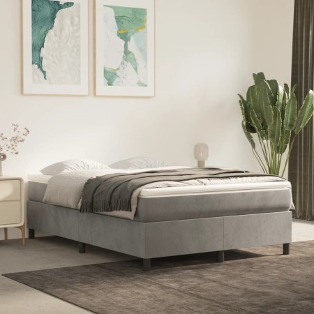 Box spring bed with light gray velvet mattress 140x200 cm by vidaXL, Beds and slatted bases - Ref: Foro24-3144681, Price: 388...