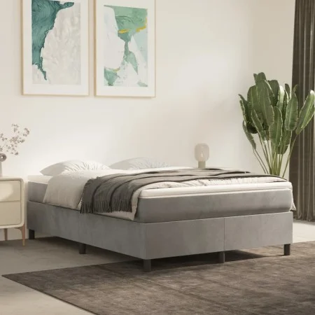 Box spring bed with light gray velvet mattress 140x200 cm by vidaXL, Beds and slatted bases - Ref: Foro24-3144681, Price: 382...