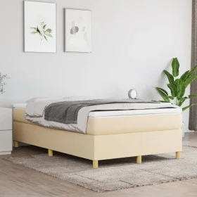 Box spring bed with cream fabric mattress 120x200 cm by vidaXL, Beds and slatted bases - Ref: Foro24-3144511, Price: 359,21 €...
