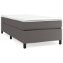 Cama box spring con colchón cuero sintético gris 90x190 cm