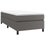 Cama box spring con colchón cuero sintético gris 90x190 cm