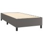 Cama box spring con colchón cuero sintético gris 90x190 cm