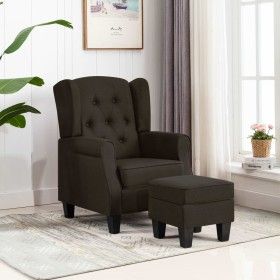 Sillón con taburete reposapiés de tela marrón oscuro de vidaXL, Sillones - Ref: Foro24-320156, Precio: 242,08 €