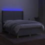 Box spring bed mattress and LED lights light gray fabric 140x190 cm by vidaXL, Beds and slatted bases - Ref: Foro24-3138789, ...