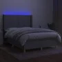 Box spring bed mattress and LED lights light gray fabric 140x190 cm by vidaXL, Beds and slatted bases - Ref: Foro24-3138789, ...