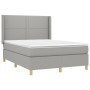 Box spring bed mattress and LED lights light gray fabric 140x190 cm by vidaXL, Beds and slatted bases - Ref: Foro24-3138789, ...
