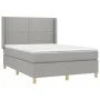 Boxspringbettmatratze und LED-Leuchten hellgrauer Stoff 140x190 cm von vidaXL, Betten und Lattenroste - Ref: Foro24-3138789, ...