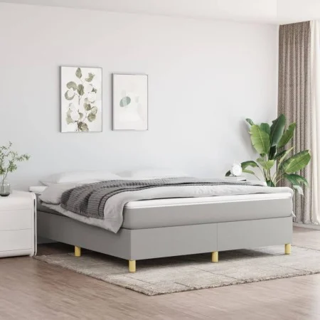 Box spring bed with light gray fabric mattress 160x200 cm by vidaXL, Beds and slatted bases - Ref: Foro24-3144530, Price: 458...