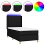 Boxspringbettmatratze und LED-Leuchten aus schwarzem Stoff 90x200 cm von vidaXL, Betten und Lattenroste - Ref: Foro24-3138847...