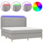 Box spring bed mattress and LED lights light gray fabric 160x200 cm by vidaXL, Beds and slatted bases - Ref: Foro24-3138885, ...