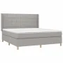 Box spring bed mattress and LED lights light gray fabric 160x200 cm by vidaXL, Beds and slatted bases - Ref: Foro24-3138885, ...