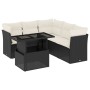 Set de sofás de jardín 6 piezas y cojines ratán sintético negro