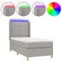 Box spring bed mattress and LED lights light gray fabric 90x190 cm by vidaXL, Beds and slatted bases - Ref: Foro24-3138837, P...