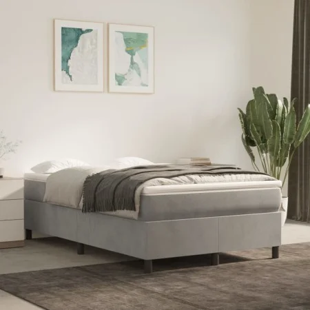 Box spring bed with light gray velvet mattress 120x200 cm by vidaXL, Beds and slatted bases - Ref: Foro24-3144669, Price: 355...