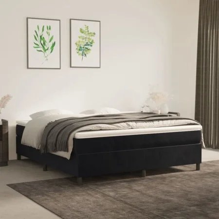 Cama box spring con colchón terciopelo negro 160x200 cm de vidaXL, Camas y somieres - Ref: Foro24-3144689, Precio: 459,47 €, ...