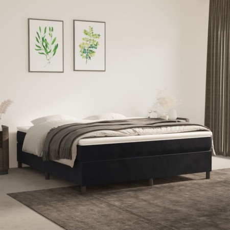 Cama box spring con colchón terciopelo negro 160x200 cm de vidaXL, Camas y somieres - Ref: Foro24-3144689, Precio: 452,92 €, ...