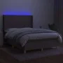 Box spring bed with mattress and LED lights taupe gray fabric 140x200 cm by vidaXL, Beds and slatted bases - Ref: Foro24-3138...