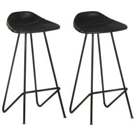Taburetes de cocina 2 unidades cuero auténtico negro de vidaXL, Taburetes de cocina - Ref: Foro24-320641, Precio: 151,66 €, D...