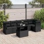 Set de sofás de jardín 7 pzas con cojines ratán sintético negro