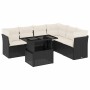 Set de sofás de jardín 7 pzas con cojines ratán sintético negro