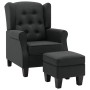 Sillón con taburete reposapiés tela gris oscuro