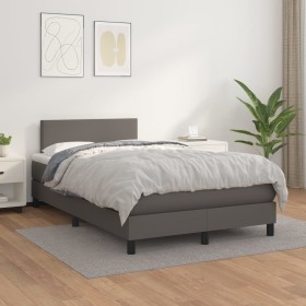 Cama box spring con colchón cuero sintético gris 120x200 cm de vidaXL, Camas y somieres - Ref: Foro24-3140997, Precio: 393,07...