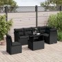 Set de sofás de jardín 7 pzas con cojines ratán sintético negro