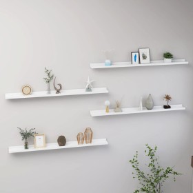 Estantes de pared 4 unidades blanco 100x9x3 cm