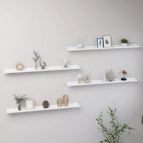 Estantes de pared 4 unidades blanco 100x9x3 cm