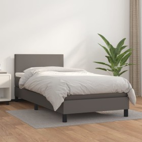 Cama box spring con colchón cuero sintético gris 90x200 cm de vidaXL, Camas y somieres - Ref: Foro24-3140985, Precio: 288,43 ...