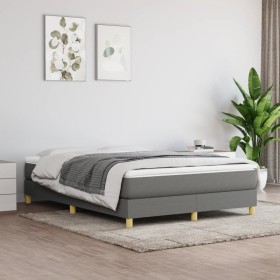 Estructura de cama de tela gris oscuro 140x190 cm