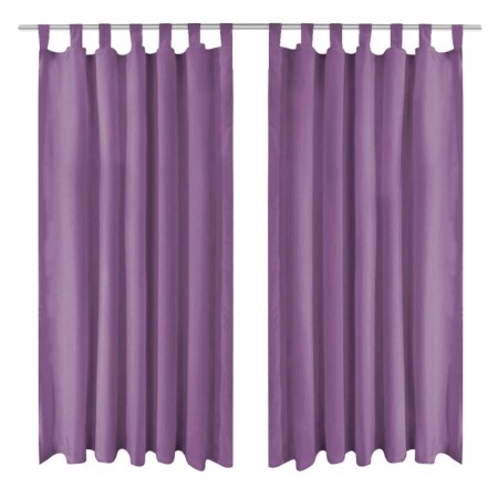 Cortinas de micro-raso con bucles 2 unidades 140x225 cm lila