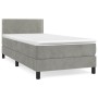 Cama box spring con colchón terciopelo gris claro 90x190 cm de vidaXL, Camas y somieres - Ref: Foro24-3141221, Precio: 288,02...