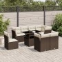 Set de sofás de jardín 9 pzas y cojines ratán sintético marrón